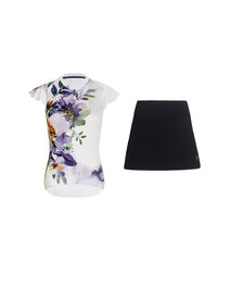 RIVANELLE kratka majica in krilo - MISS FLOWERY - črna/bela/večbarvno